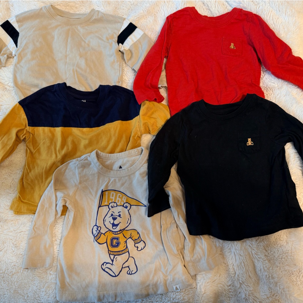 Gap Bundle! 5 Graphic and Solid Color Long Sleeve Shirts // Sz 18-24m